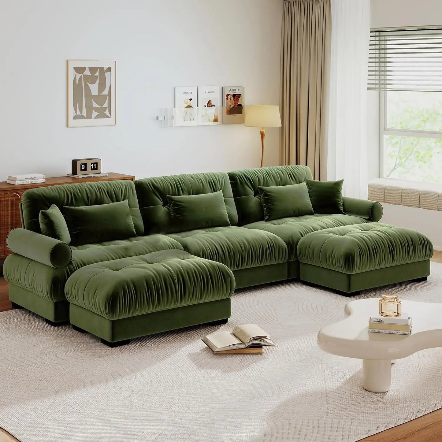 Modular U Shaped Sectional Sofa With Ottoman Velvet