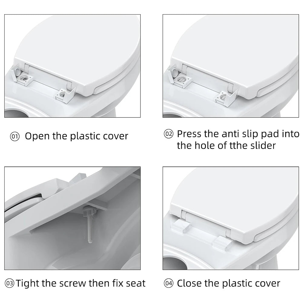 Elongated Toilet Seat With Slow Close Magnetic Quick Release Mount