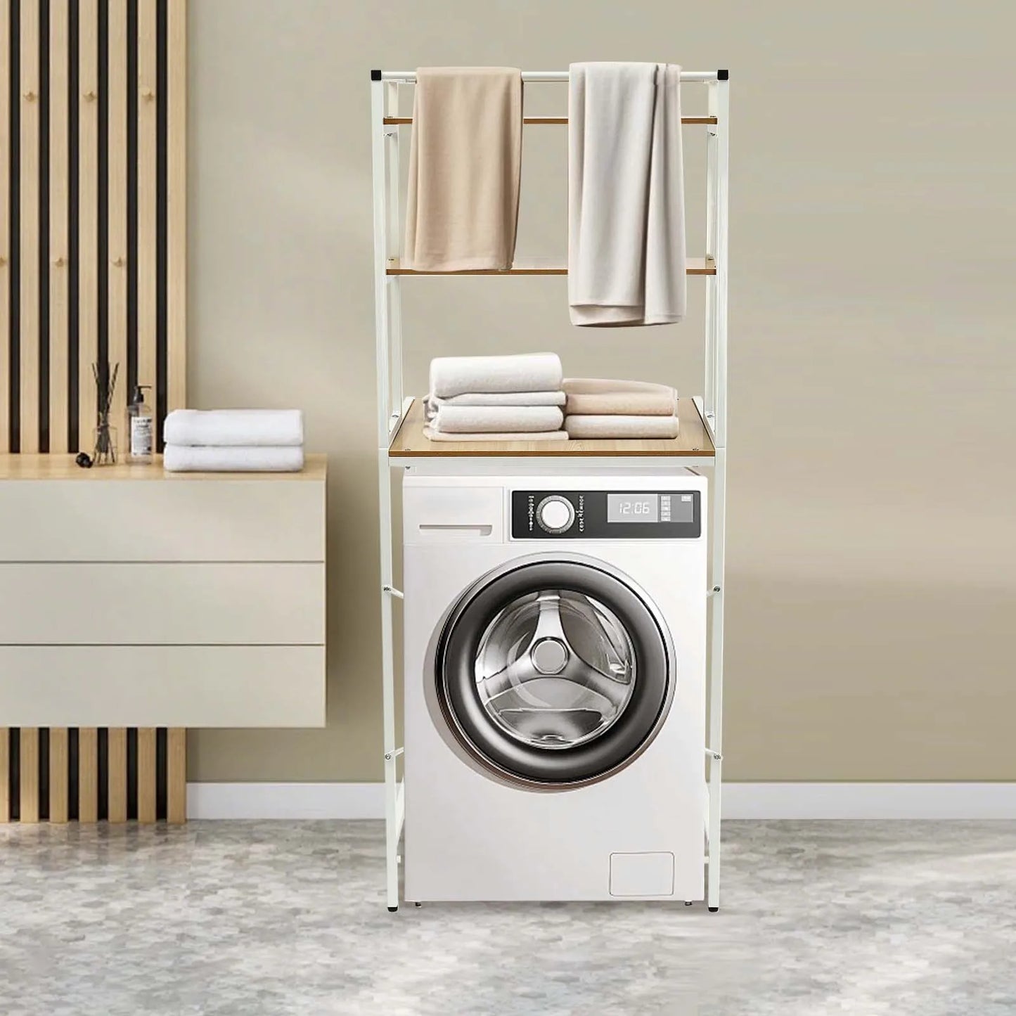 Bymaocar 3 Tier Washer Dryer Shelving Organizer For Laundry