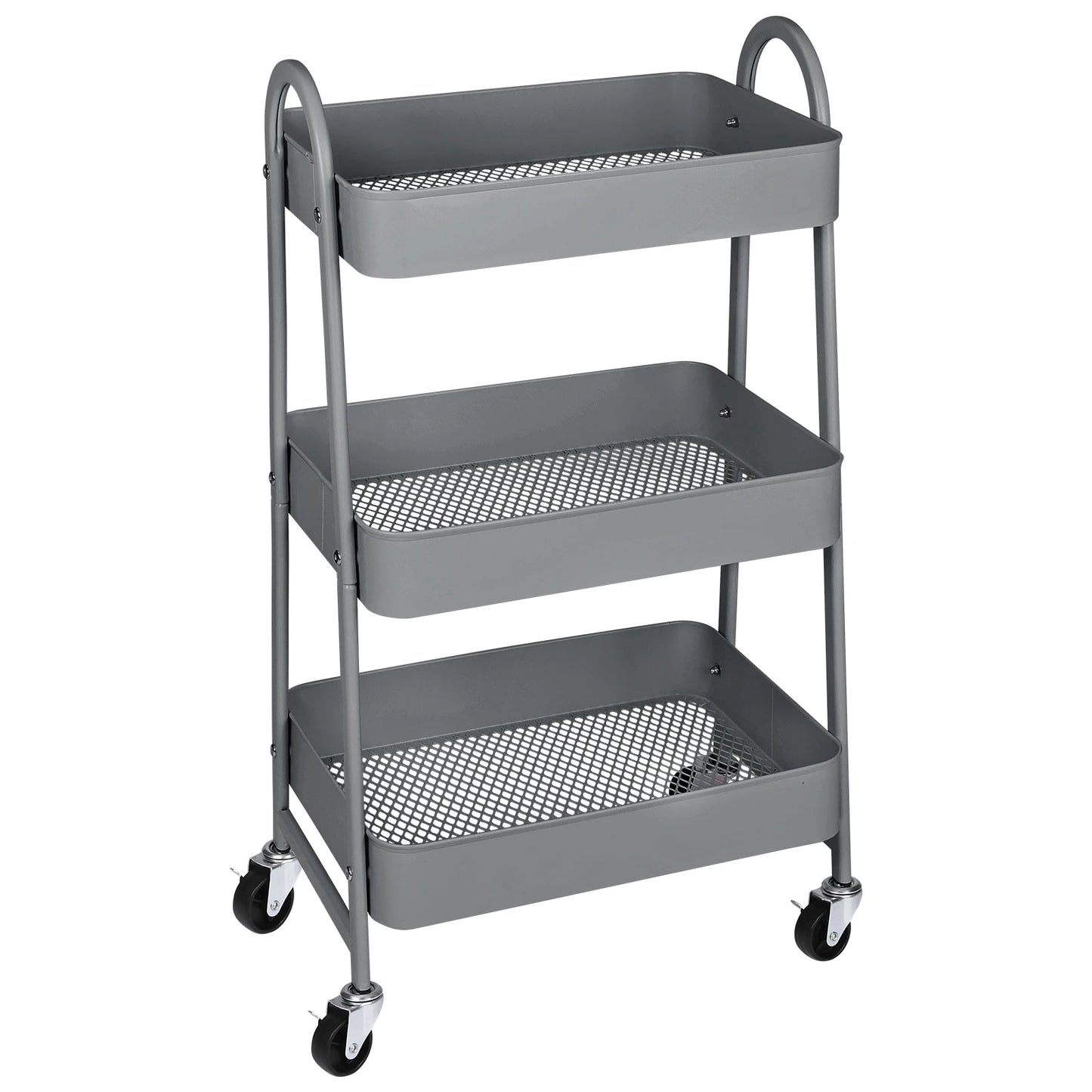 JHK 3 Tier Metal Kitchen Storage Cart With Lockable Wheels