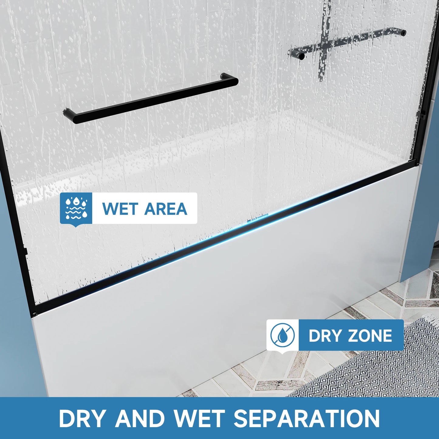 ShKl Aluminum Frame Double Sliding Tub Shower Door 6mm Glass