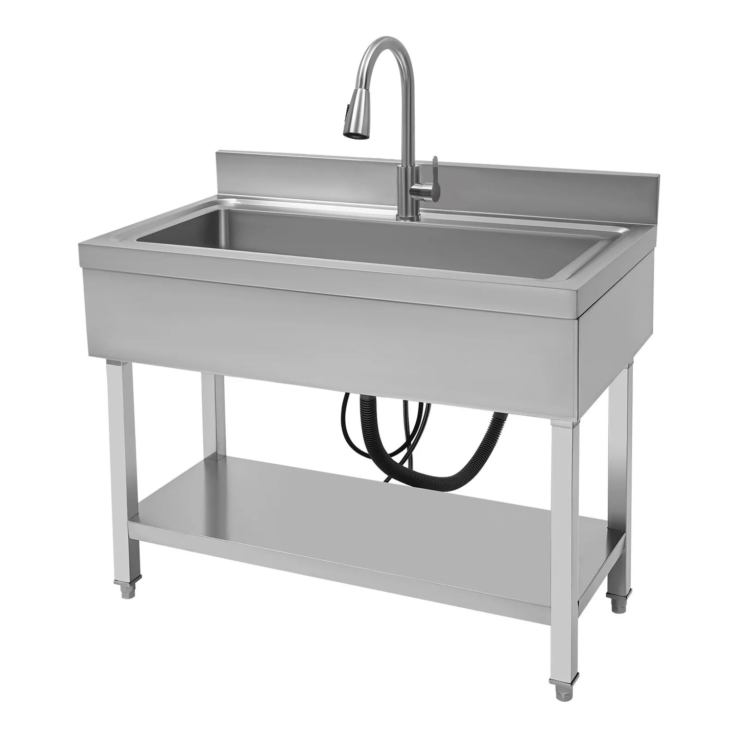 Bymaocar Stainless Steel Utility Sink Single Bowl With Faucet