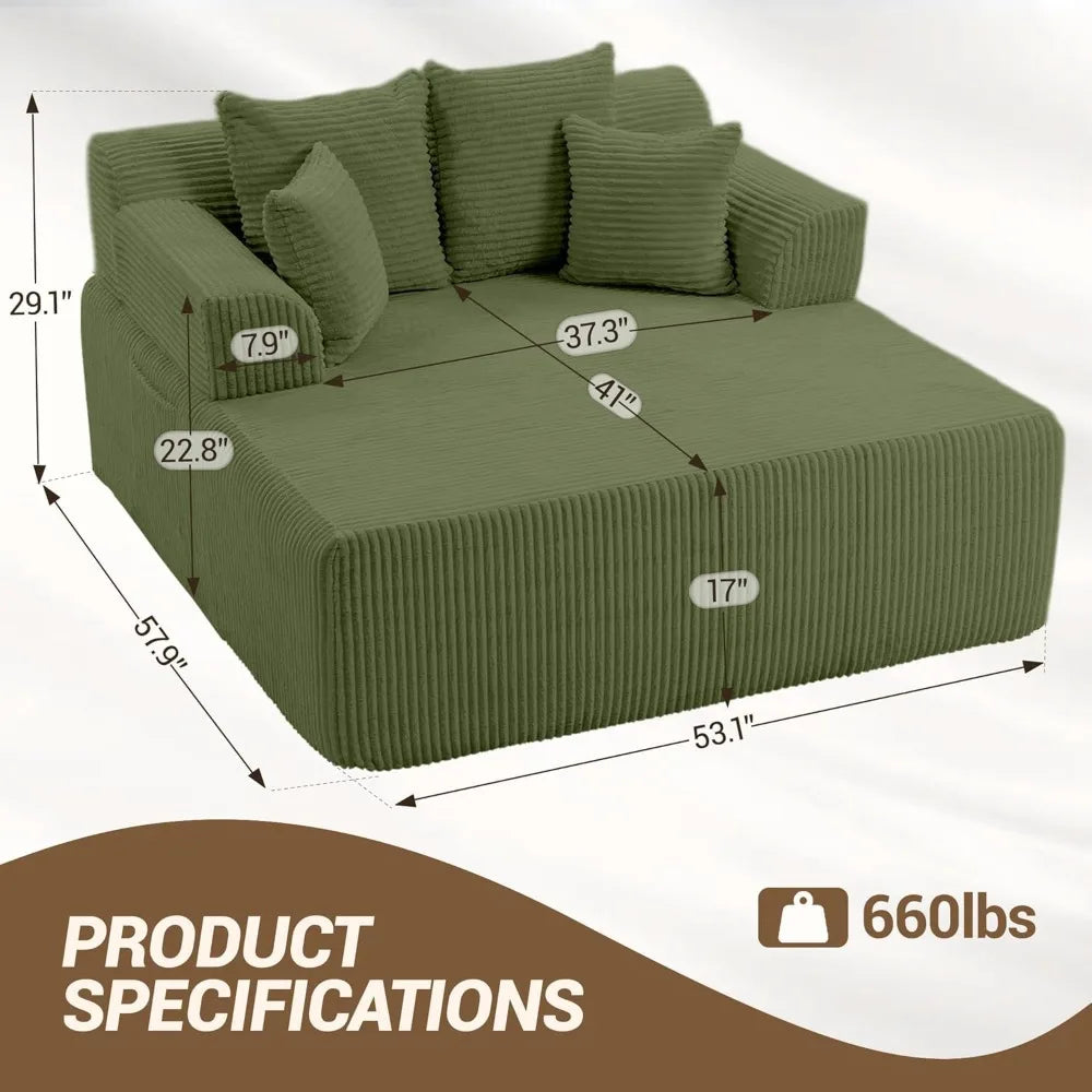Modern L Shaped Corduroy Chaise Lounge Sofa Bed With Arms