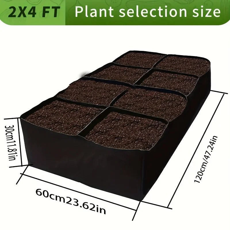 Breathable Garden Bed Grow Bags With 8 Grids For Vegetables