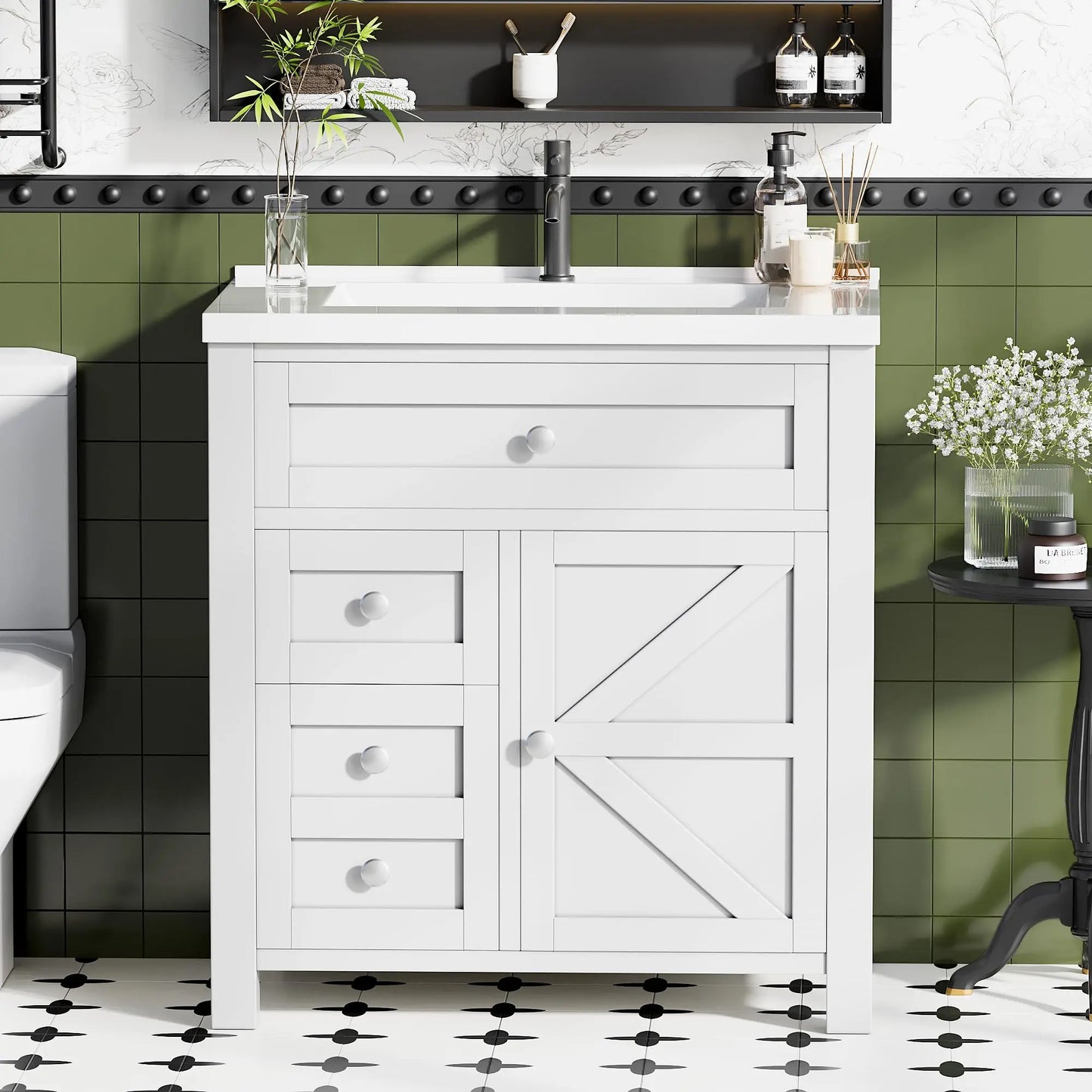 Freestanding Modern Bathroom Vanity With Single Sink Cabinet