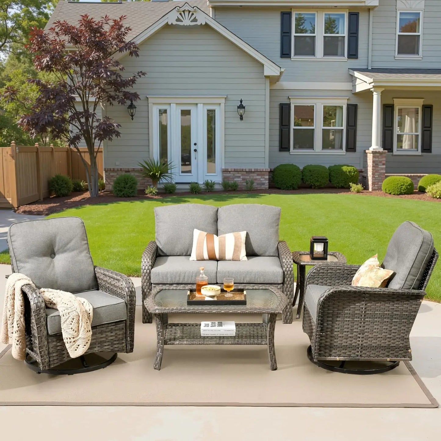 GUOHE All Weather Patio Furniture Set Outdoor Rattan