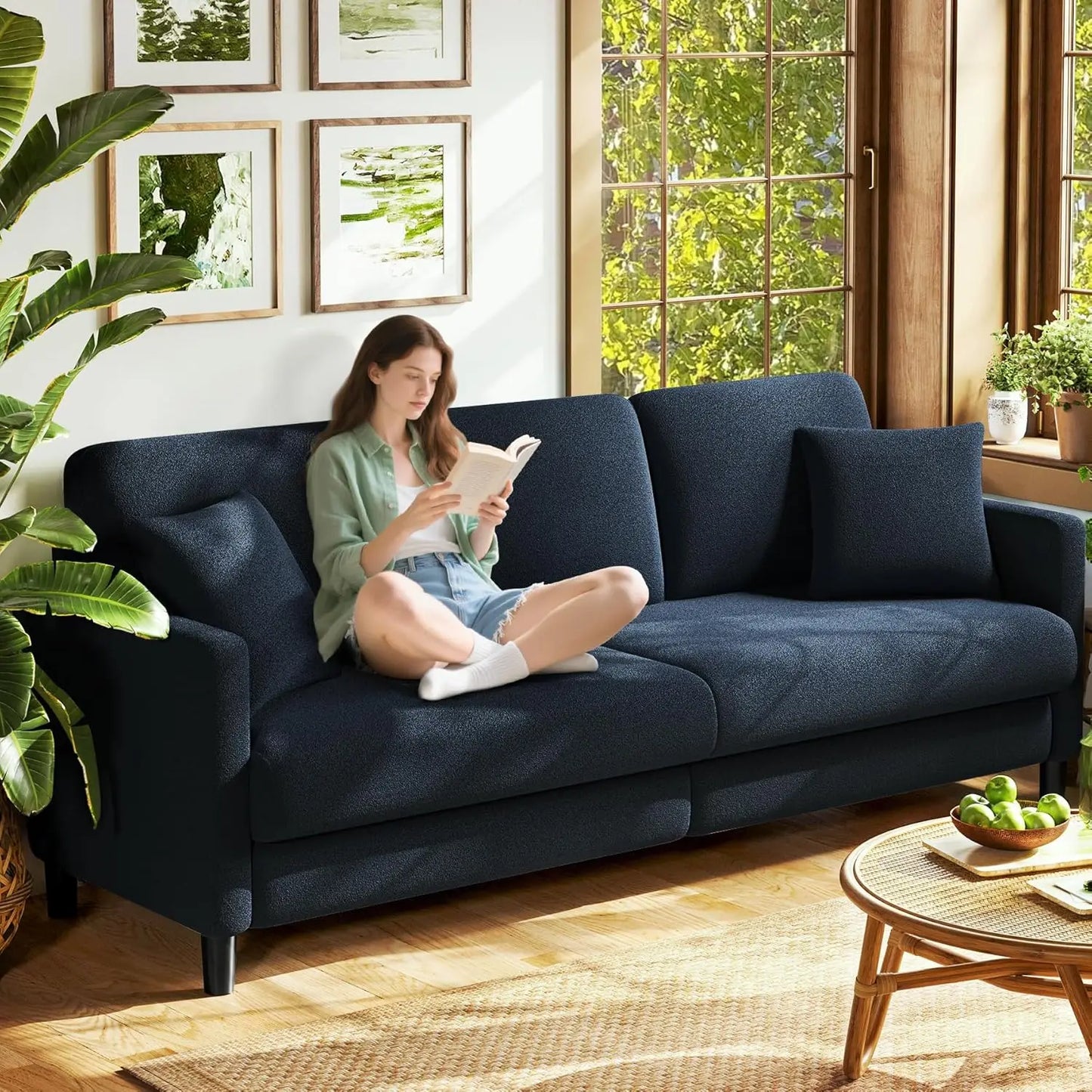 All-Wood Modern L-Shaped Sofa With Easy Tool-Free Assembly