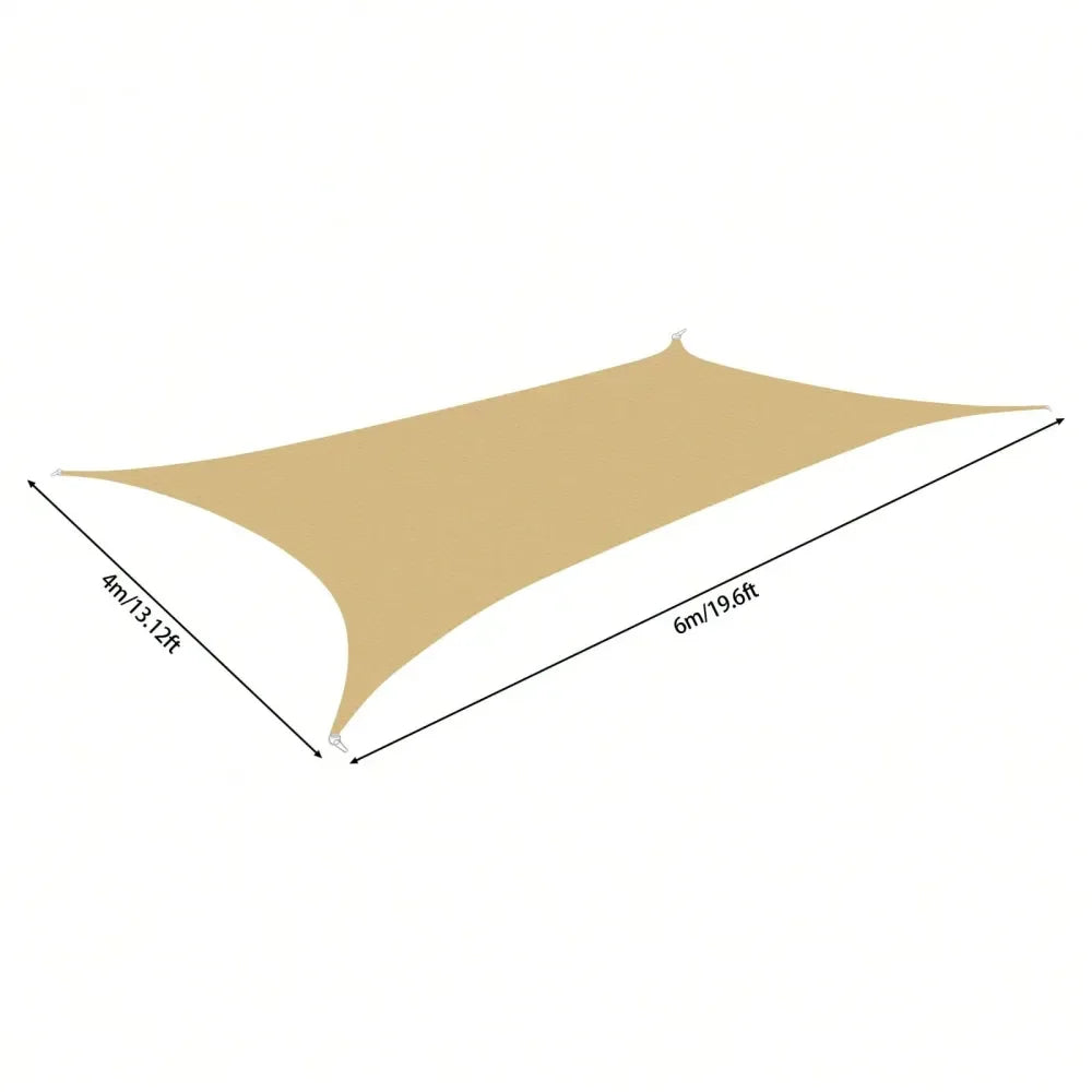 XMSJ Rectangle Sun Shade Sail Poly Outdoor Patio Rain Blocking