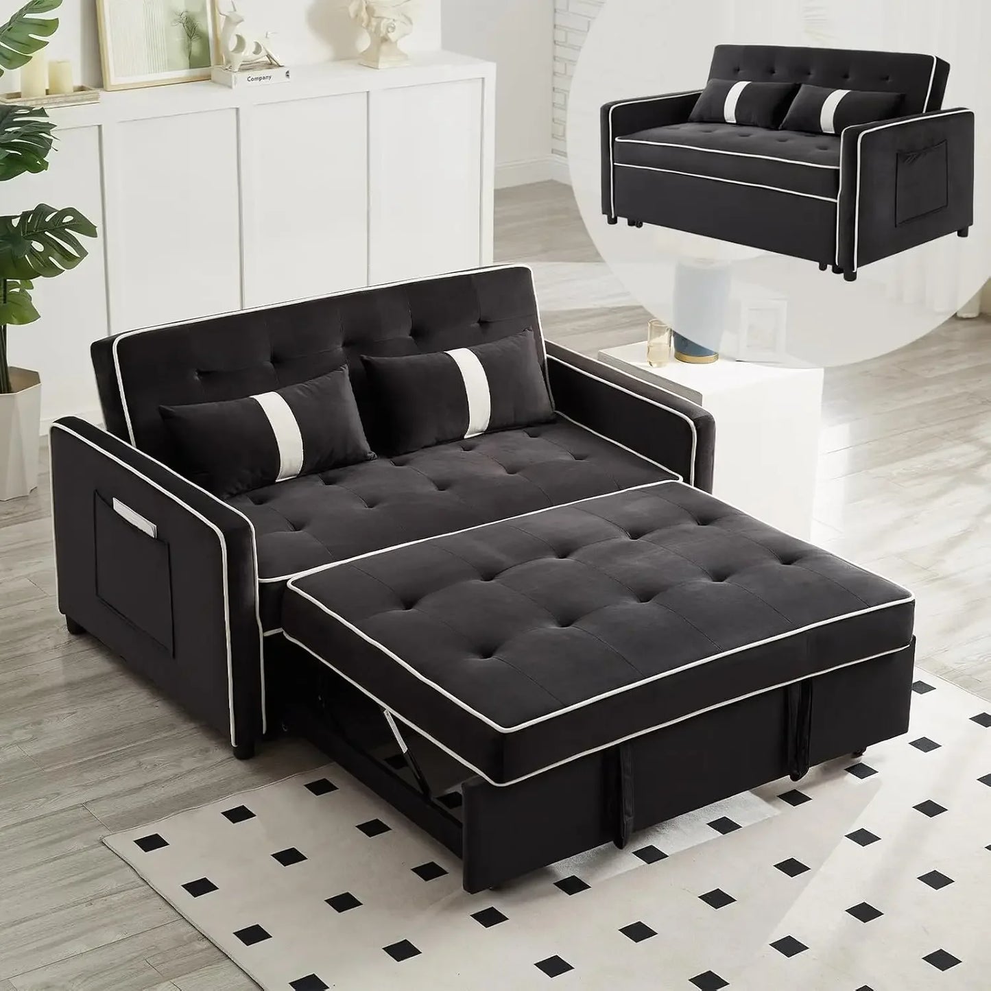 HUANZHUANG 3 In 1 Convertible Sleeper Sofa Bed Futon Couch