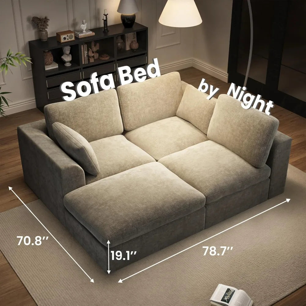 Cloud Sectional Couch L Shaped Convertible Sofa With Ottoman