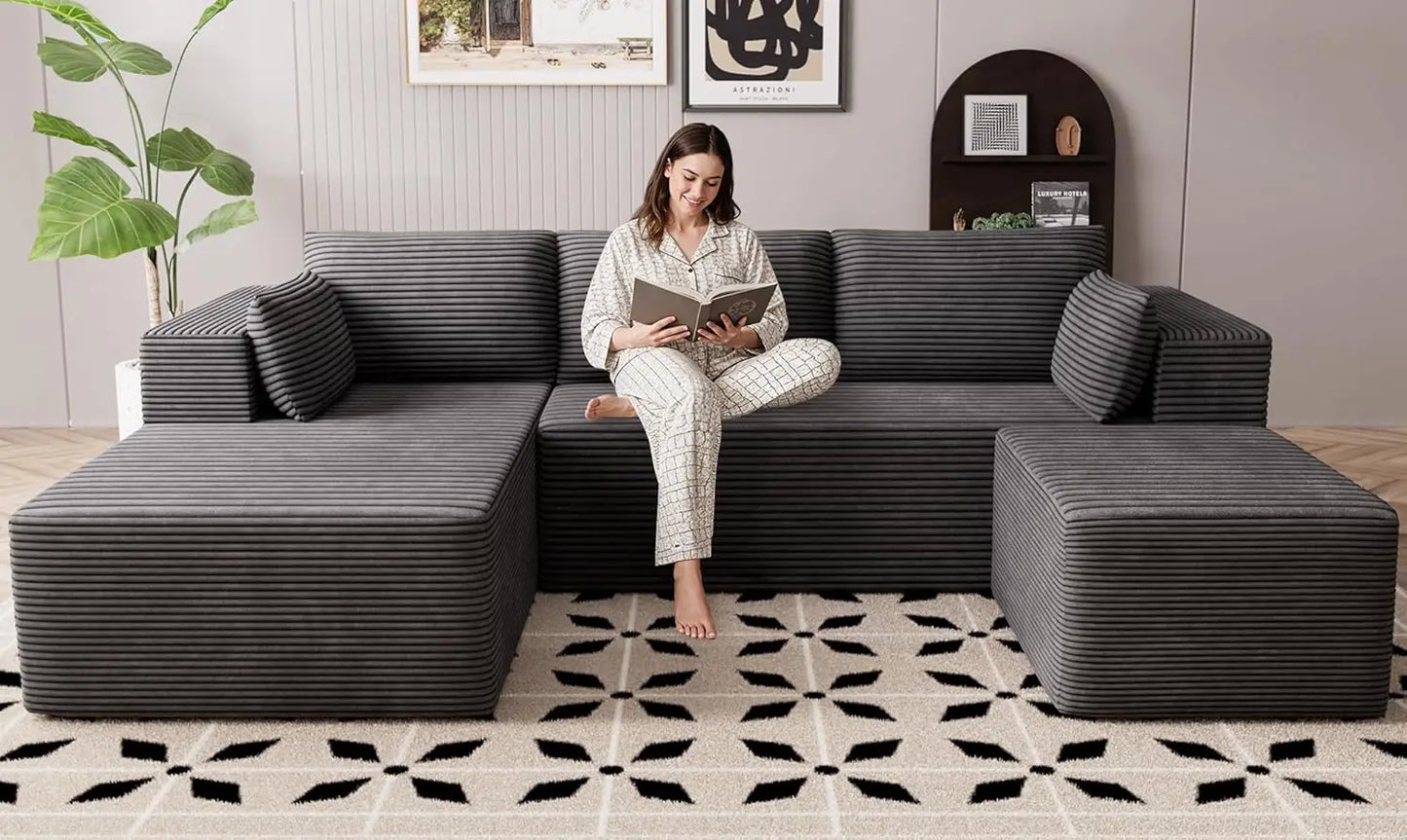 Cloud Sectional Sofa U Shaped With Deep Seat And Ottoman