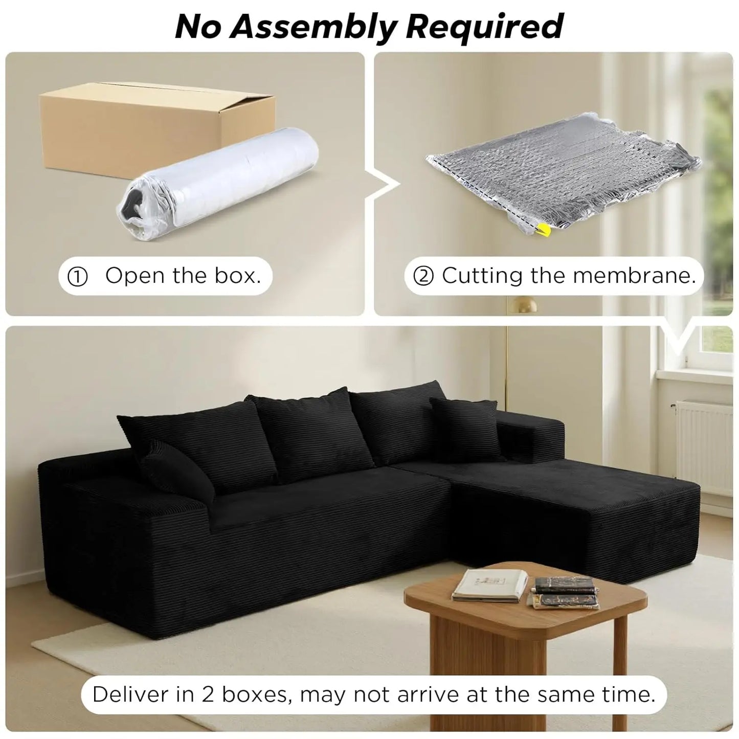 L Shaped Sectional Sofa With Chaise Modern Velvet Couch
