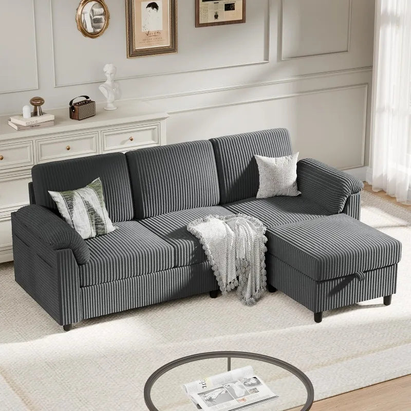 Meilocar Living Room L Shaped Sectional Sofa With Side Storage