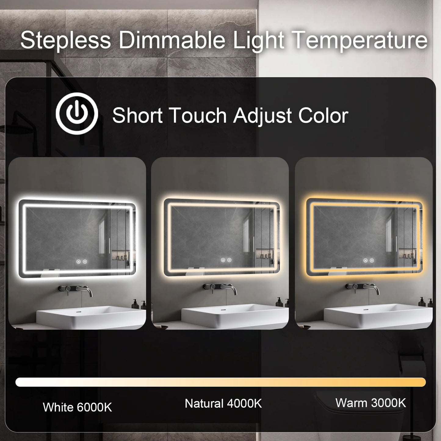 MYGIIVOVO LED Bathroom Vanity Mirror With Backlit Lights Demister