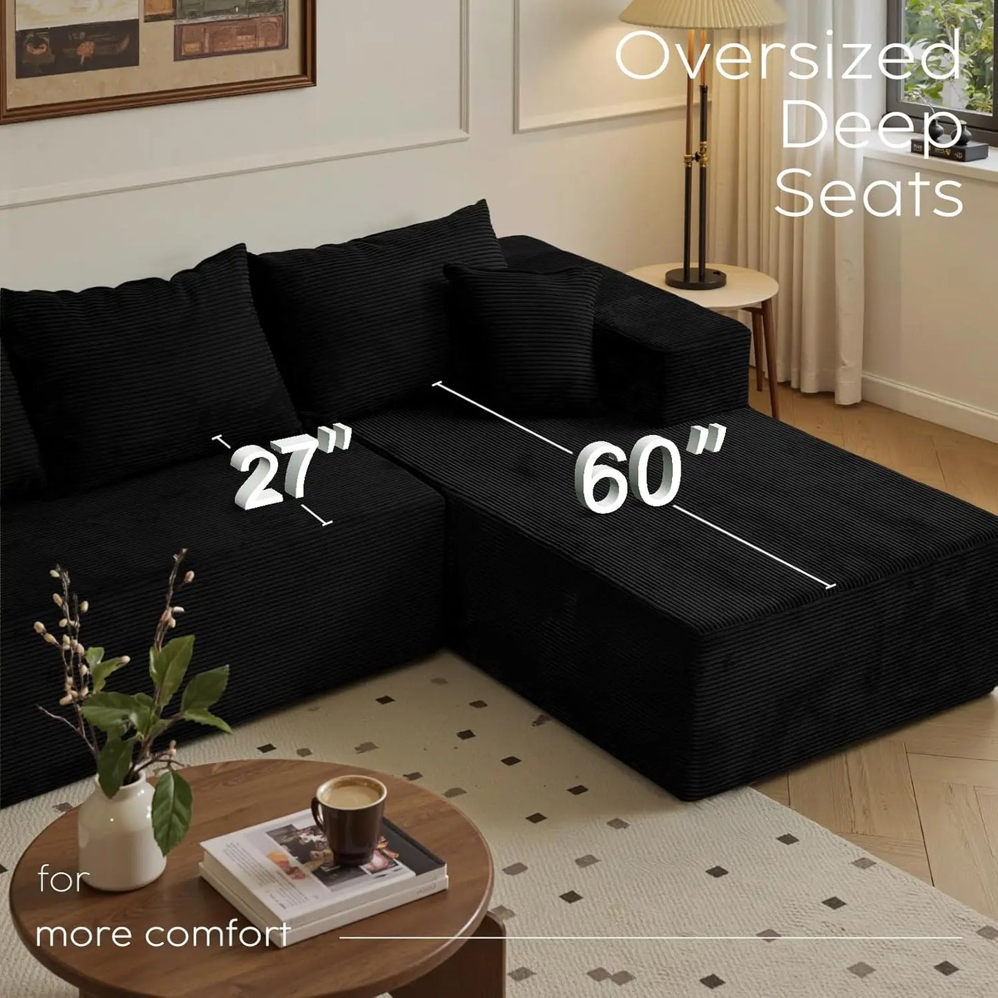 L Shaped Sectional Sofa With Chaise Modern Velvet Couch
