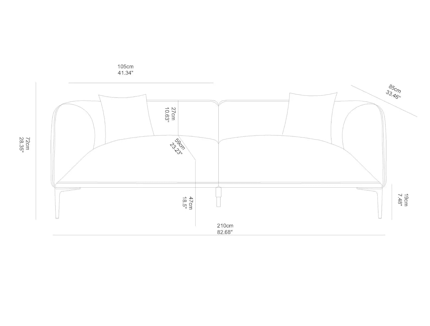 Modern Curved Fabric Sofa With Memory Foam Upholstery