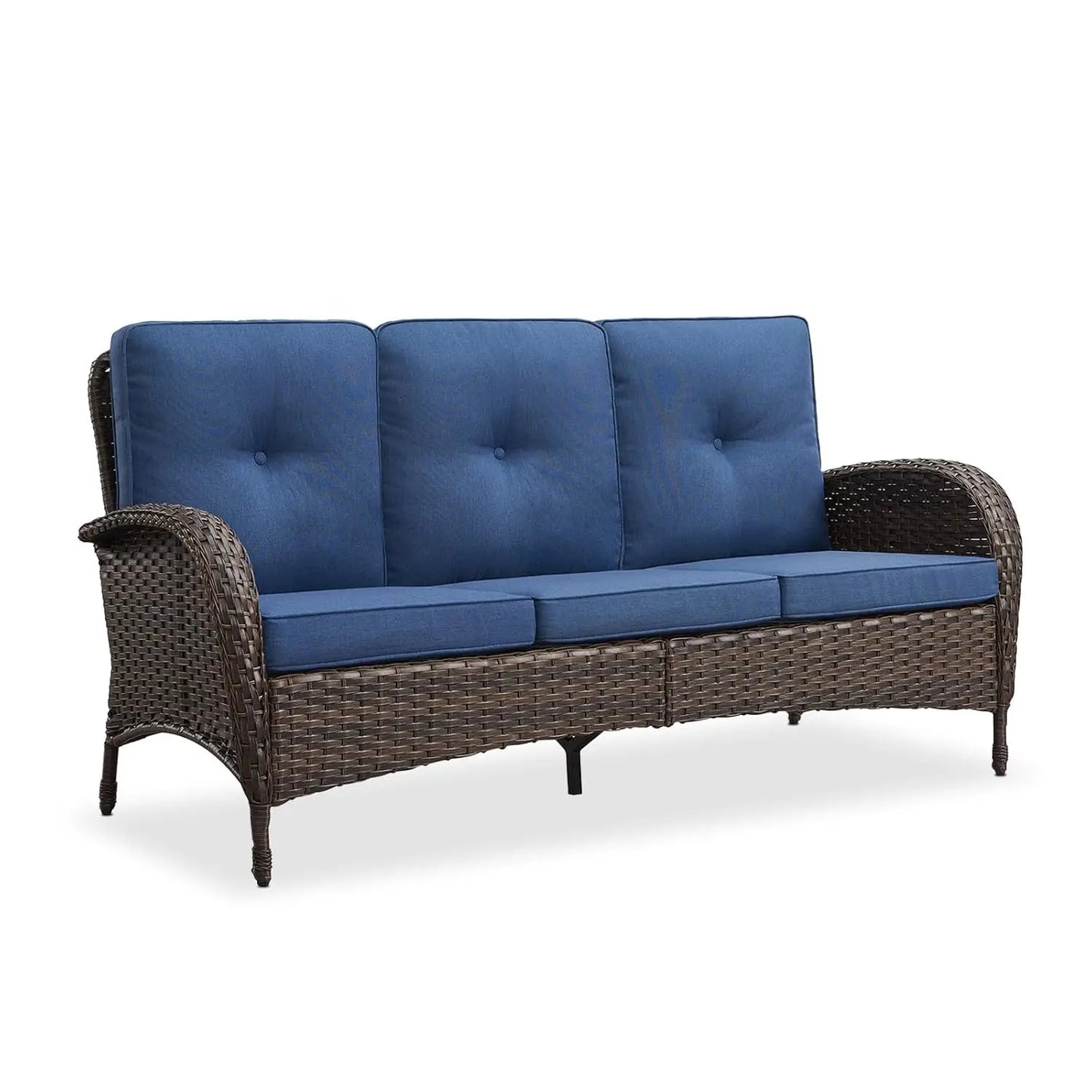 All Weather Outdoor 3 Seater Wicker Sofa Removable Cushions