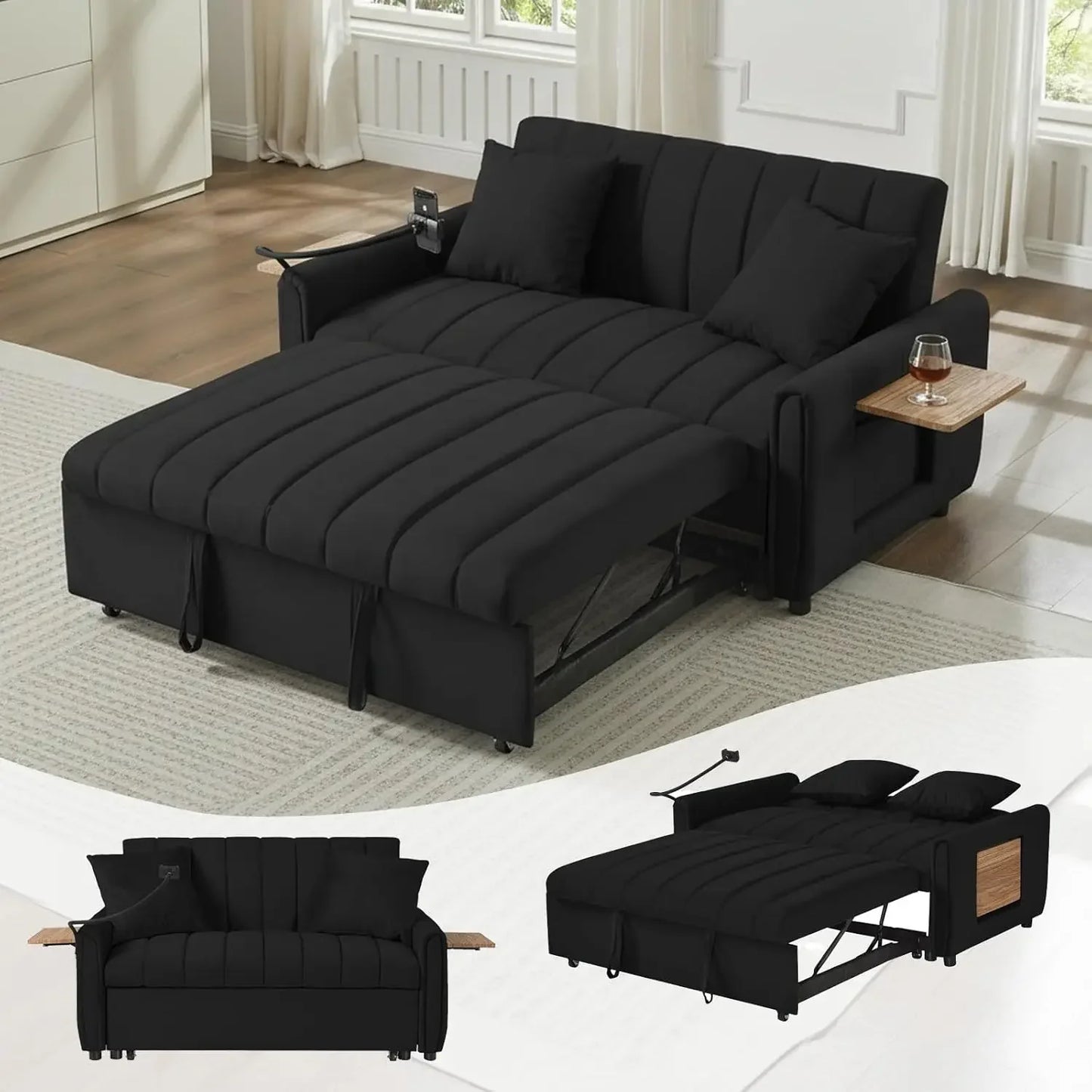 HUANZHUANG 3 In 1 Convertible Sleeper Sofa Bed Futon Couch