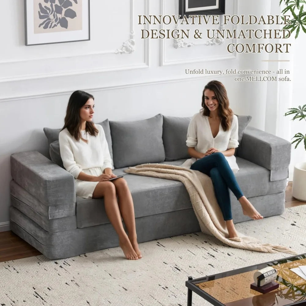 4-In-1 Convertible Sofa Bed Chenille Sleeper Couch With Armrest