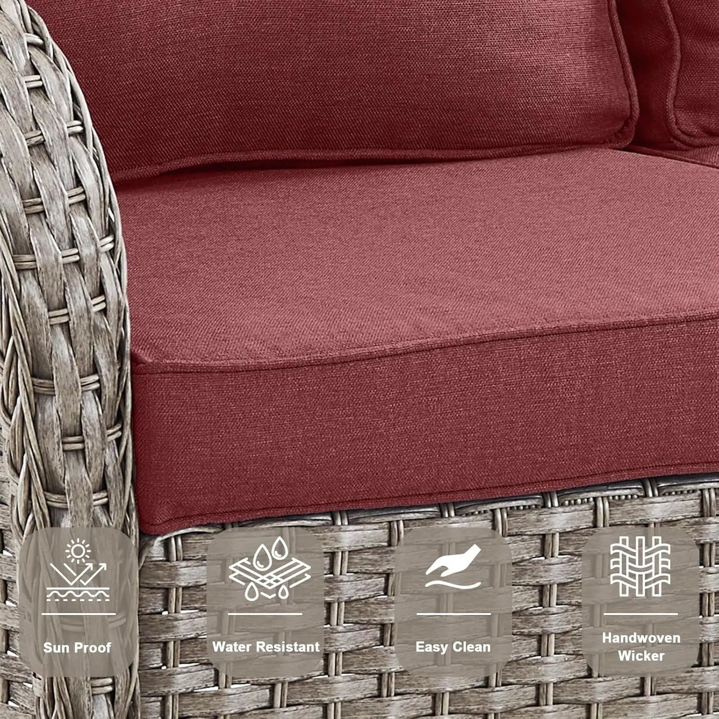 All Weather Outdoor 3 Seater Wicker Sofa Removable Cushions