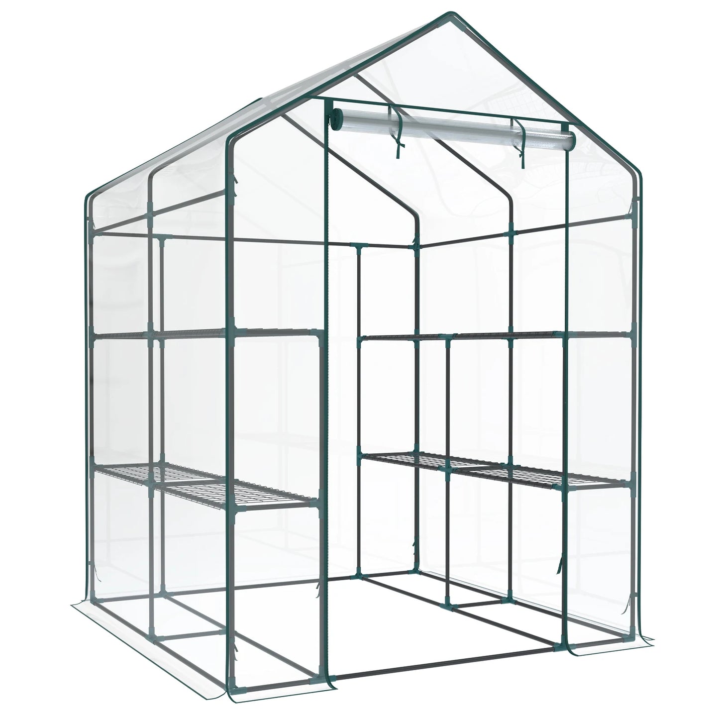 Walk-In Greenhouse With Shelves For Indoor And Outdoor Gardening