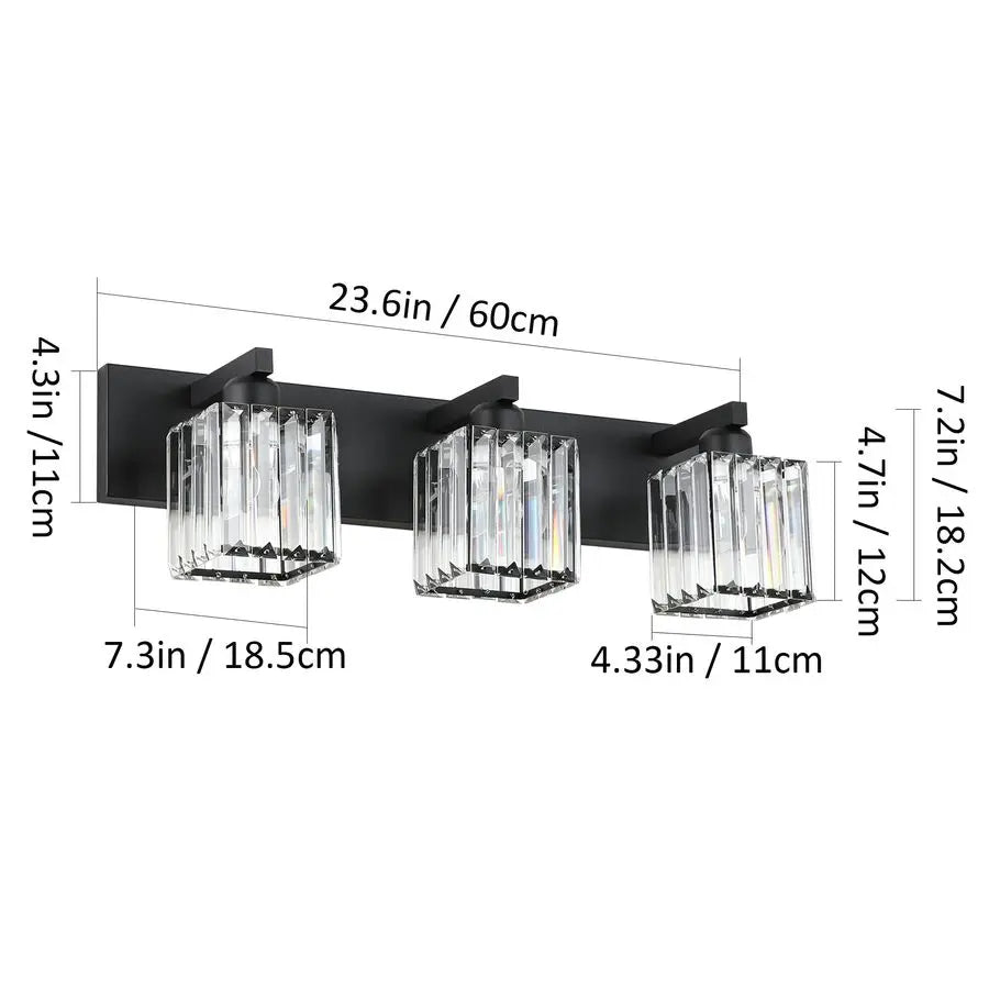 Vanity Light Fixture 3 Light Crystal Modern Bathroom Fixture