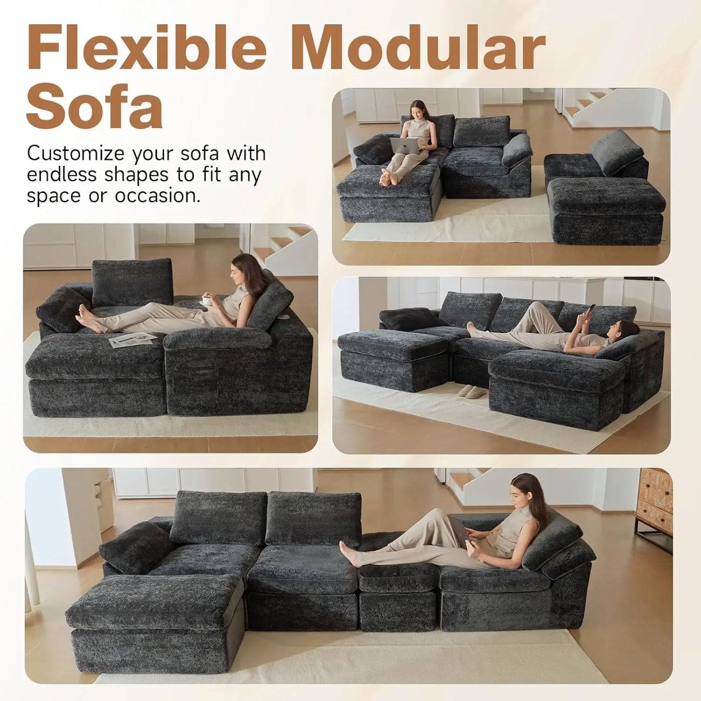 Modular Velvet Cloud Couch Sofa Bed For Living Room