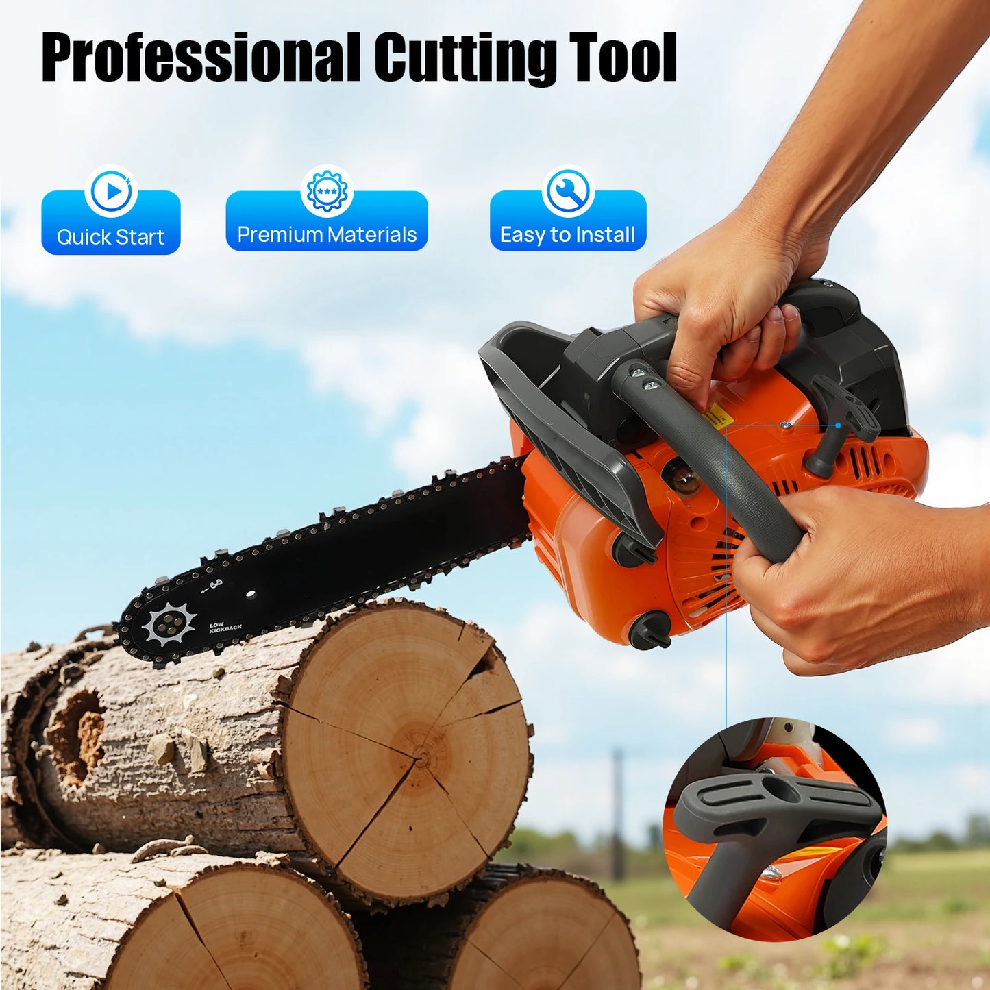 Top Handle Chainsaw Gasoline Two Stroke Engine For Wood Cutting