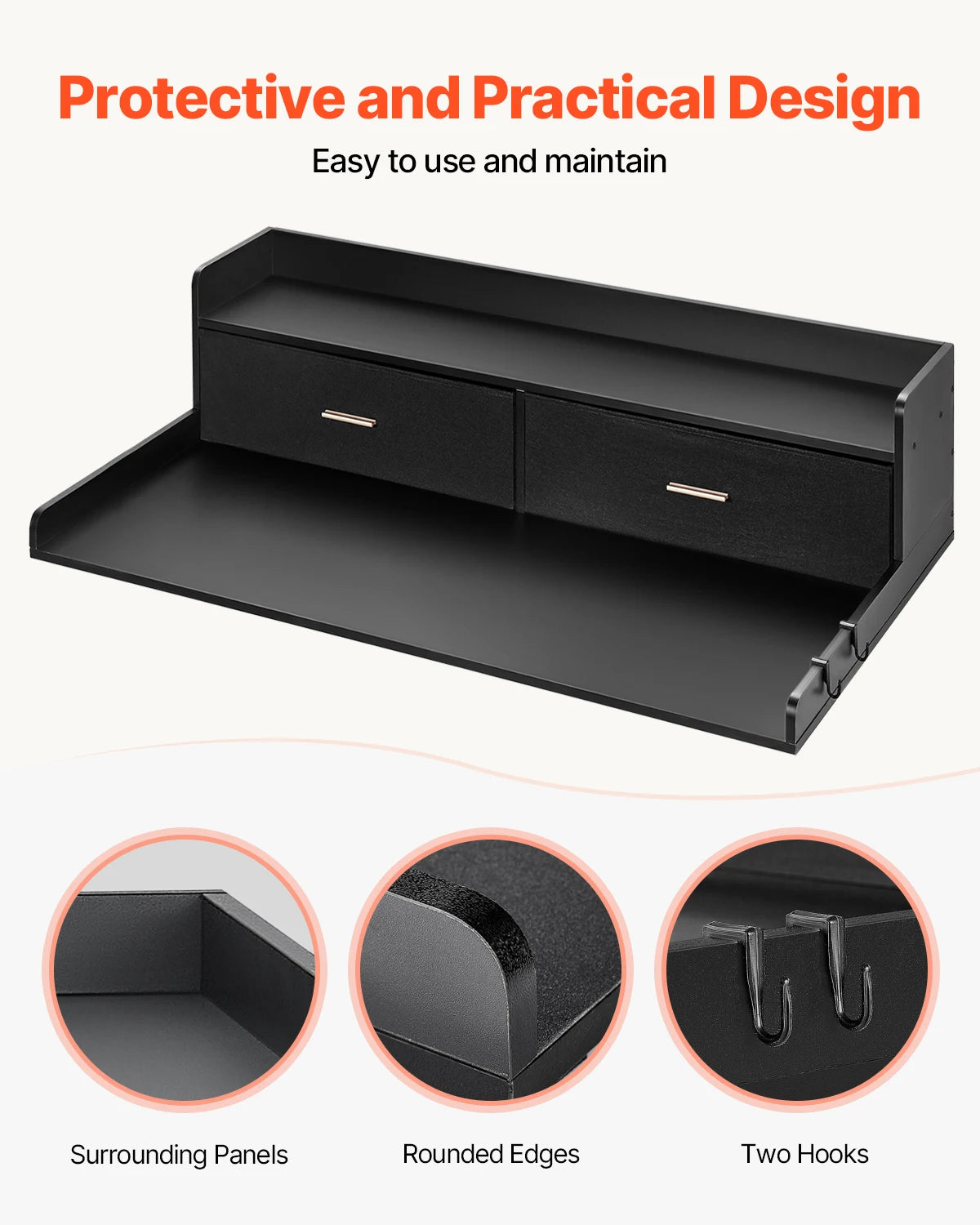 SucceBuy Washer Dryer Countertop With Drawer Shelf For Laundry Room