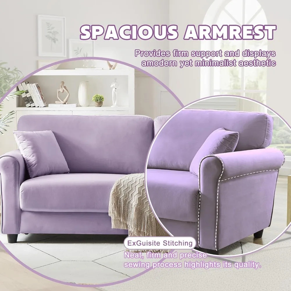 Xiaolang Modern Velvet L Shaped Loveseat Sofa for Living Room