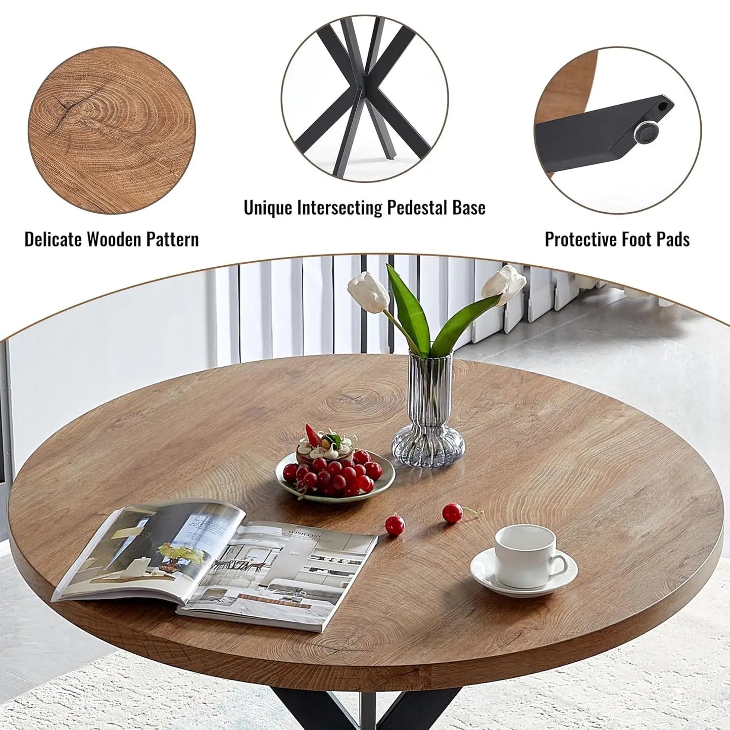 Round Dining Table Set For Four With Stackable Chairs