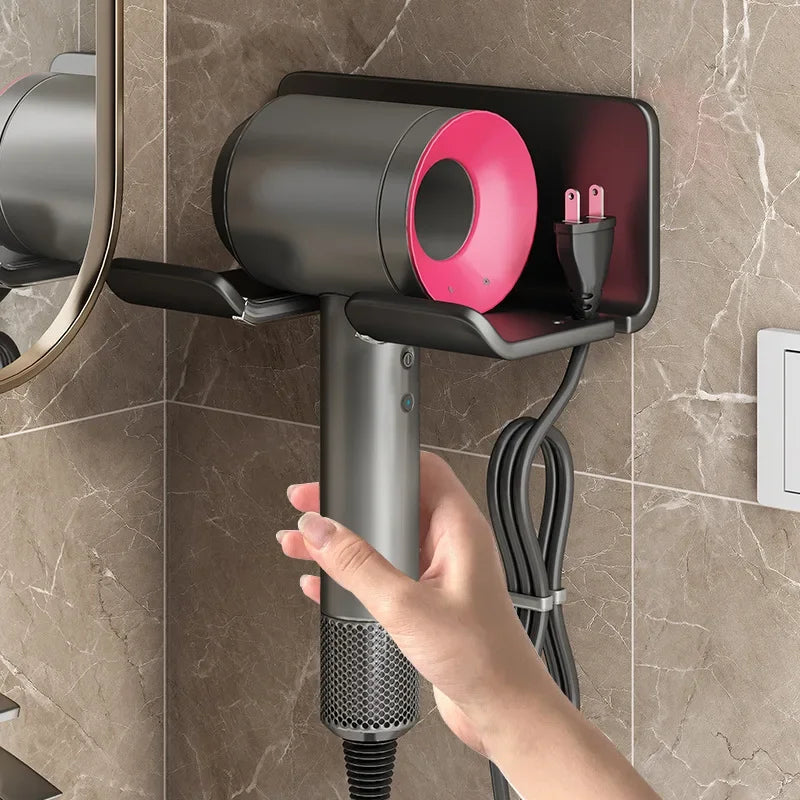 Hair Dryer Holder Wall Mounted Aluminum Stand Rack Bathroom