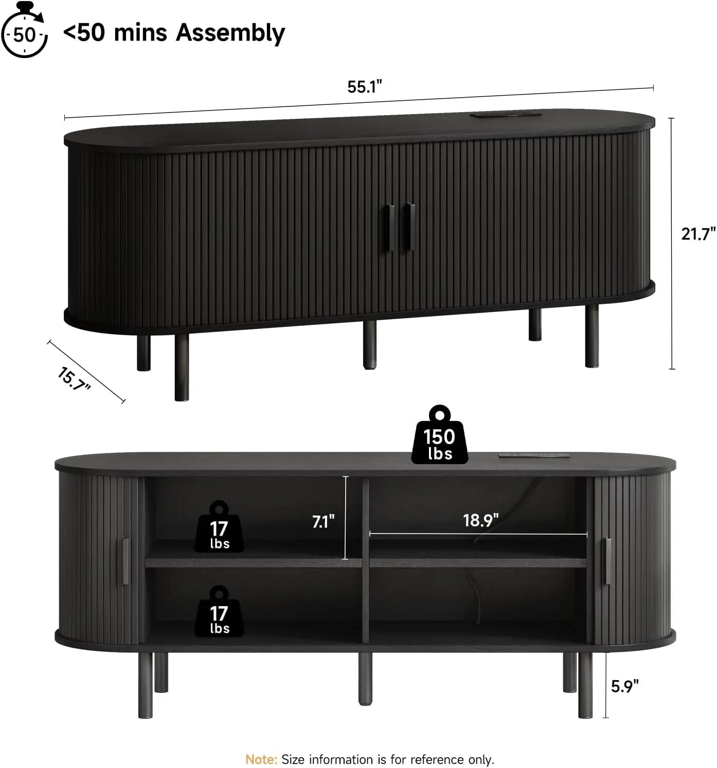 TV Stand With Power Outlet and Sliding Door Storage Entertainment Center