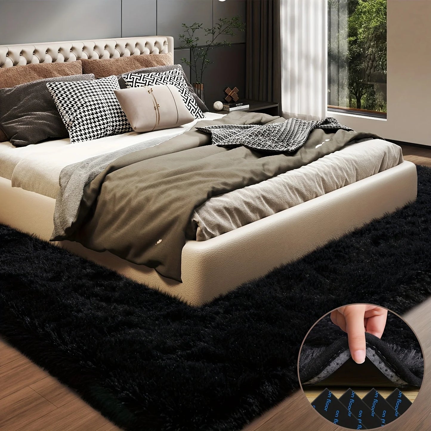 Plush Area Rug Geometric Aubusson Style 100 Percent Polyester