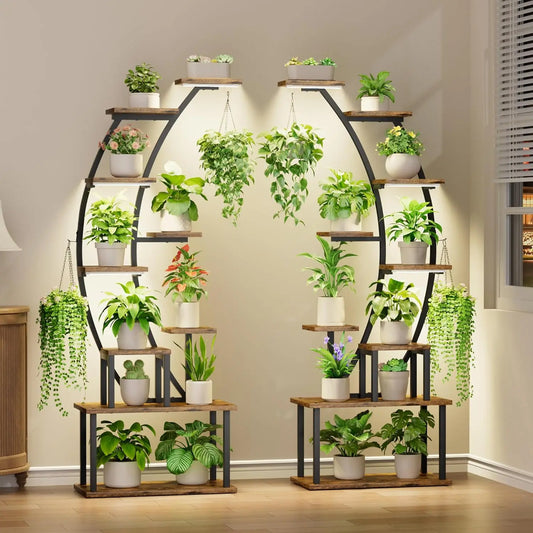 Indoor Plant Stand With Grow Lights 9 Tier Metal Rack