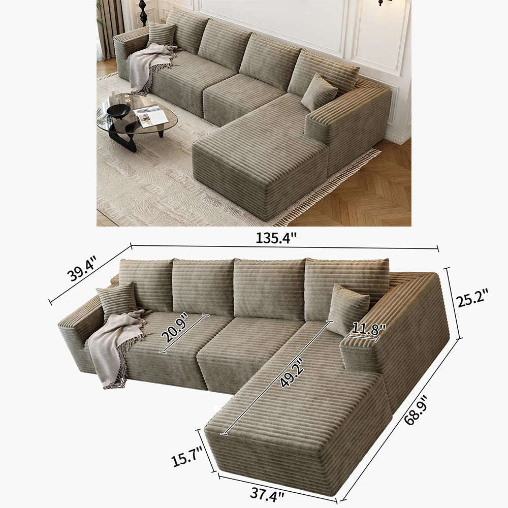 YQXHCN Cloud Modular Sectional Sofa With Ottoman Comfort U Shaped