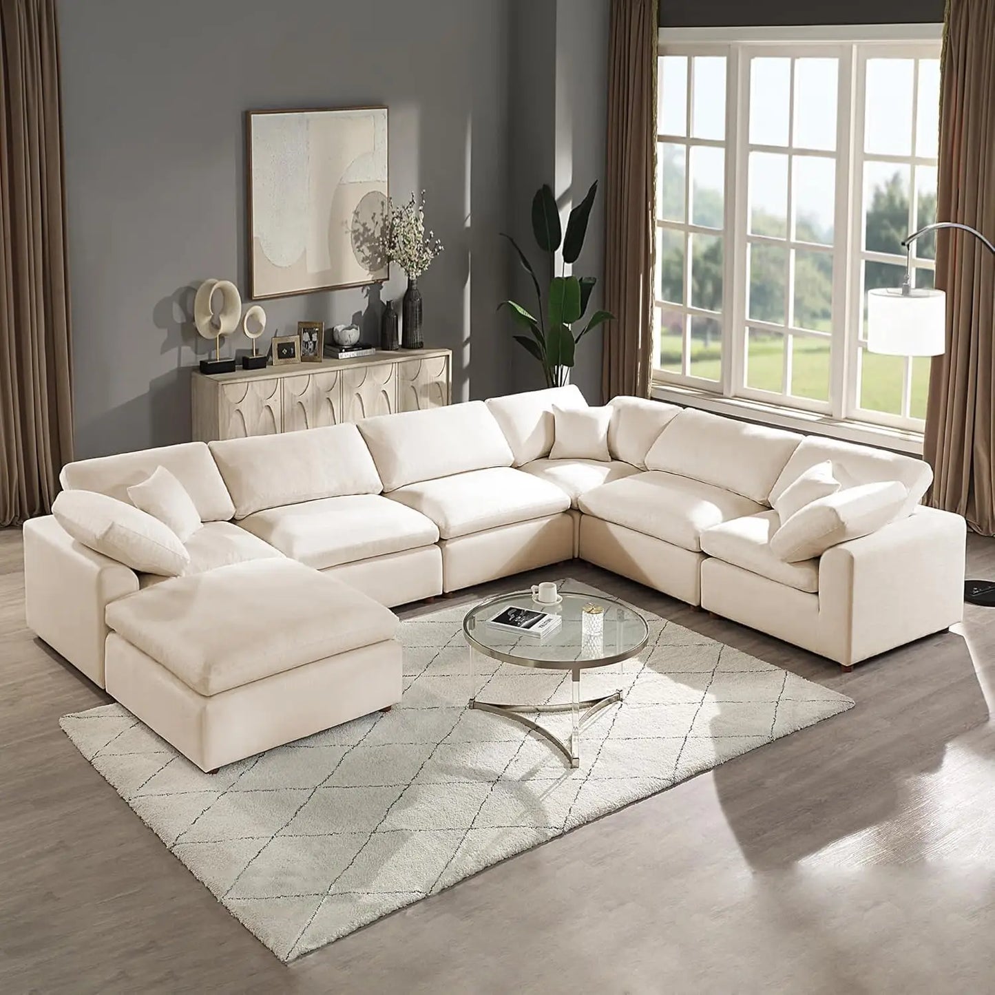 Oversized Modular Sectional Sofa With Removable Cushion Covers