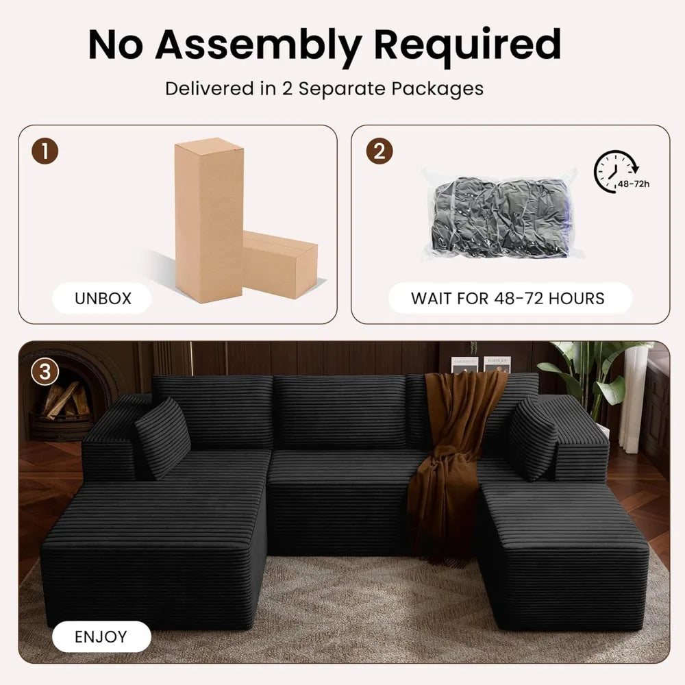 Cloud Sectional Sofa U Shaped With Deep Seat And Ottoman