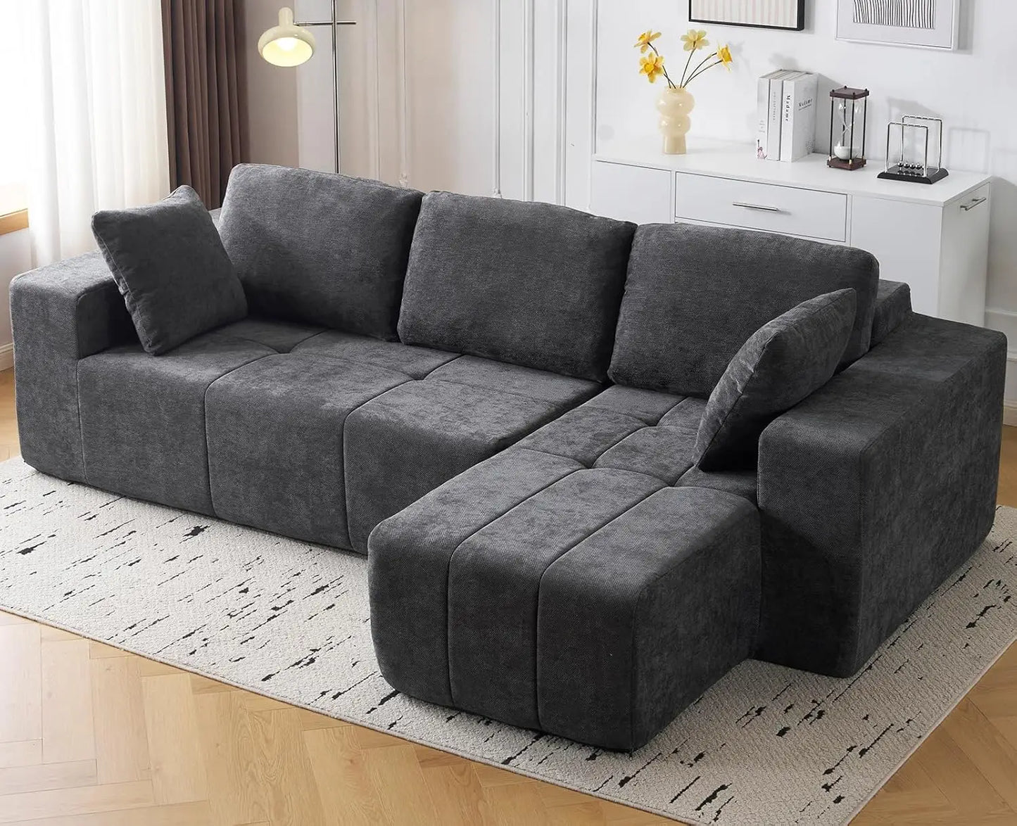 Modular L-Shaped Sectional Sofa With Chaise Upholstered