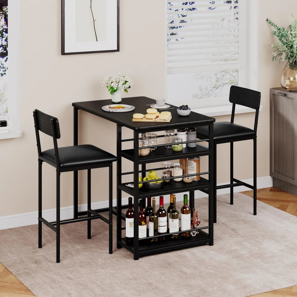 HiMISS 2 Person Dining Table Set Bar Table And Chairs