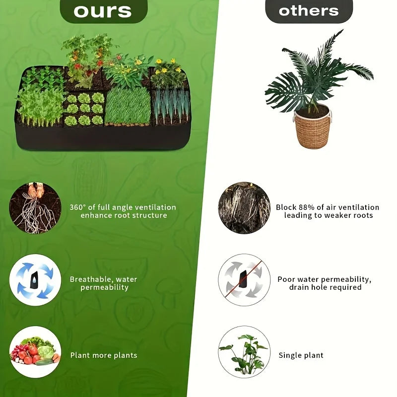 Breathable Garden Bed Grow Bags With 8 Grids For Vegetables