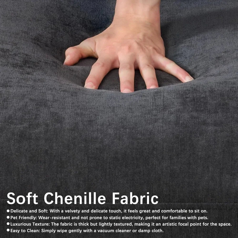 Guangbai Seven Seater Chenille Cloud Couch With Movable Ottoman Sofa