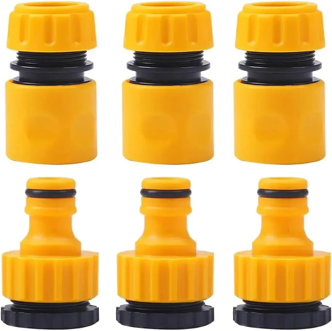 6 Piece Garden Quick Hose Connectors Double Male Adapter Set