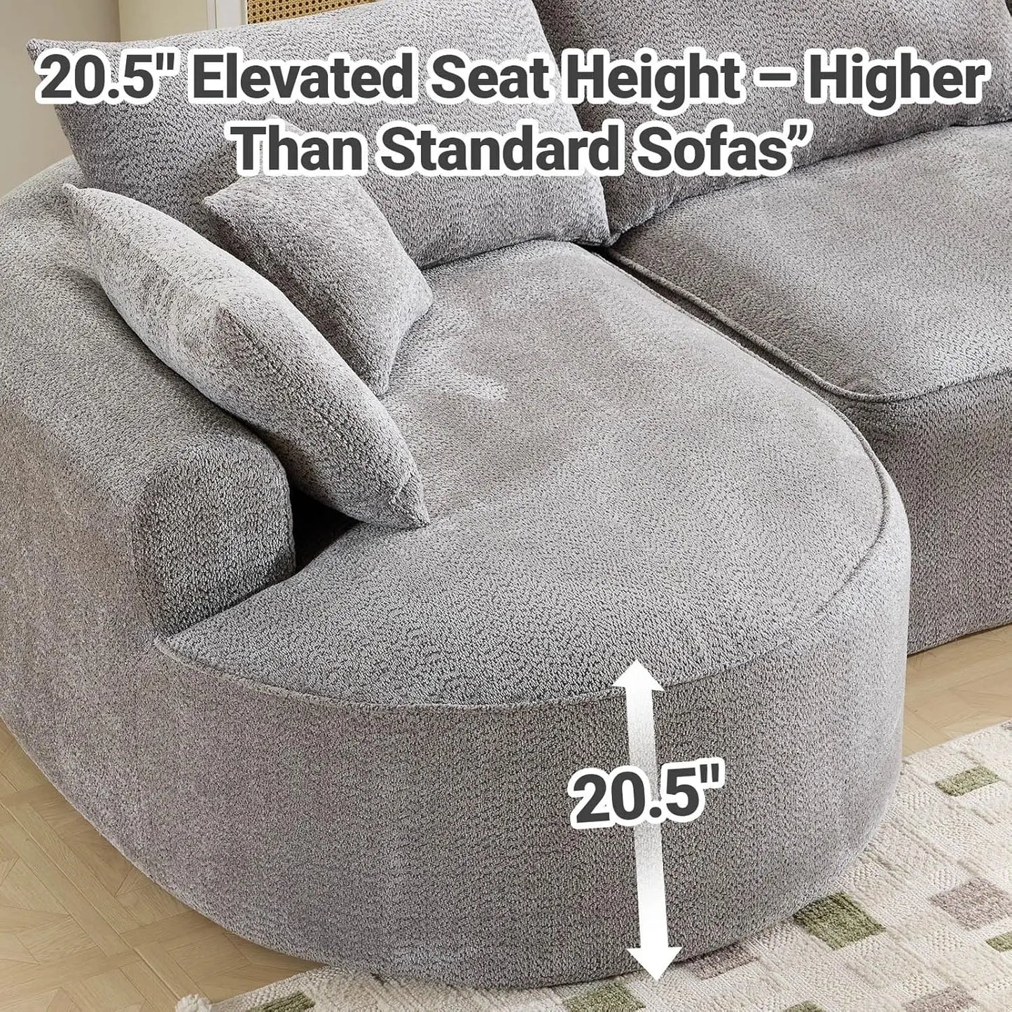 L Shaped Sectional Sofa With Curved Seat Design And Pillows