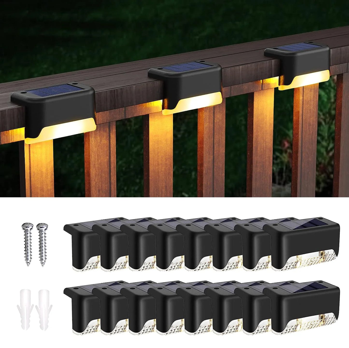 SZRSTH 16Pack Outdoor Solar Deck Lights LED Path Stair Lamps