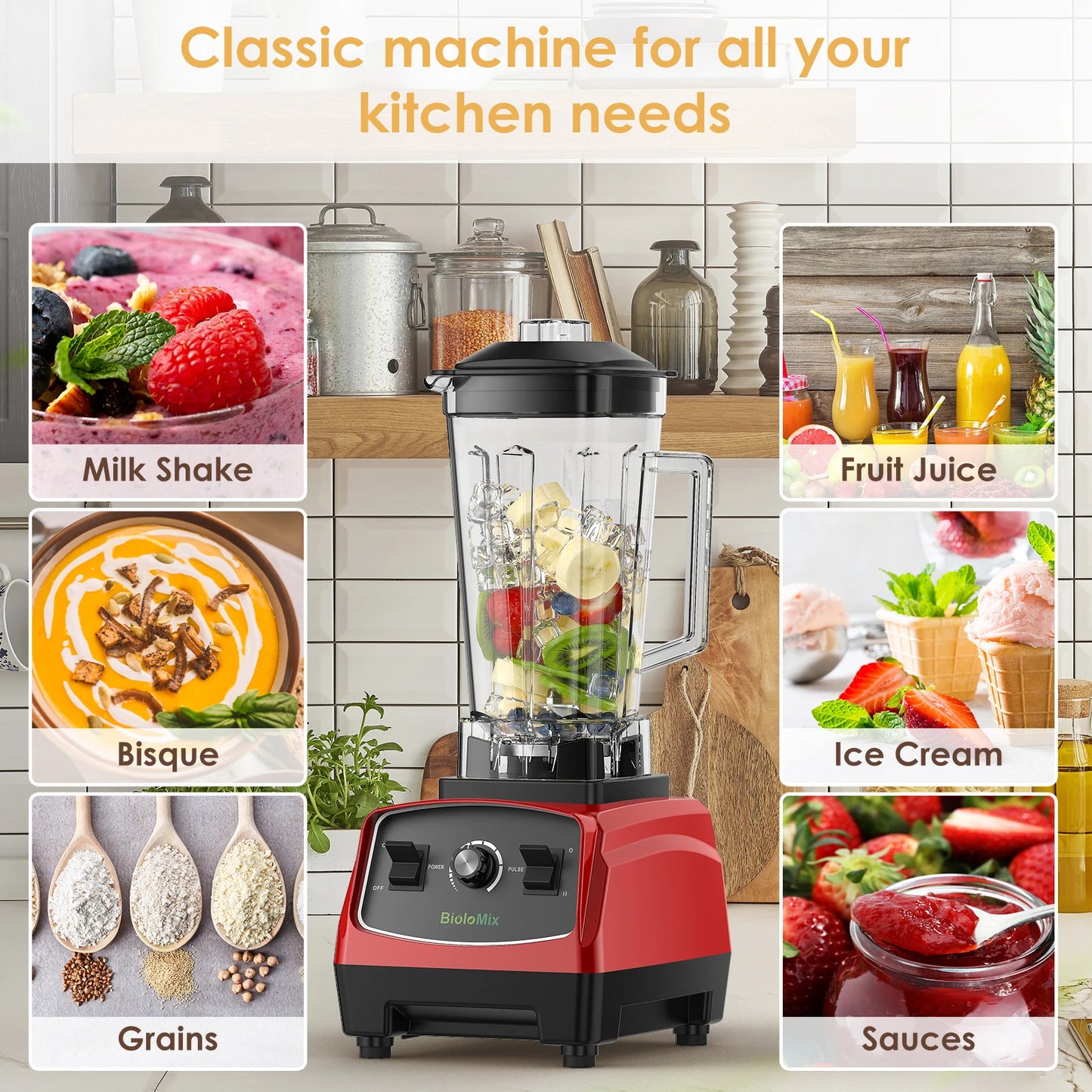 Biolomix Heavy Duty Blender 3HP 2200W Juicer for Smoothies