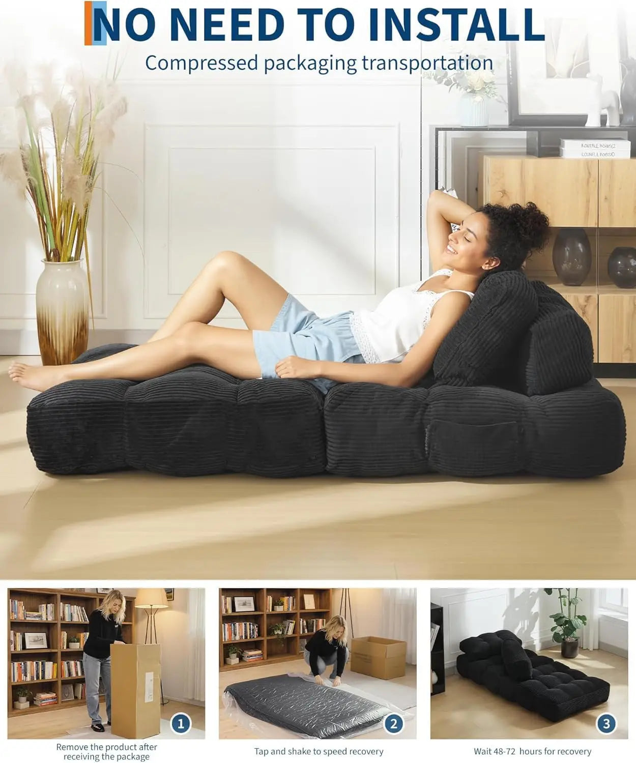 HiMISSCN Folding Sofa Bed 3In1 Back Support Convertible Chair