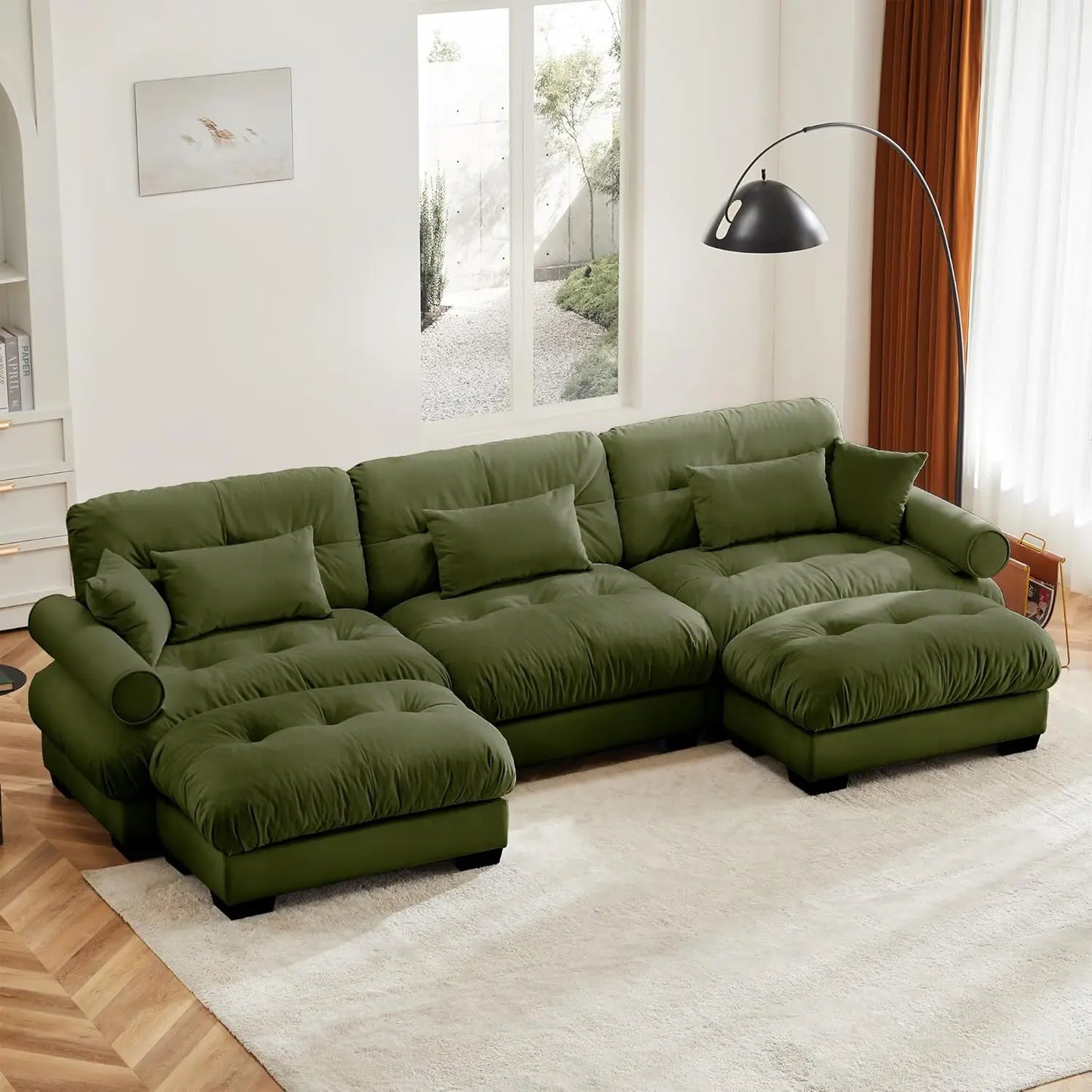 Modular U Shaped Sectional Sofa With Ottoman Velvet