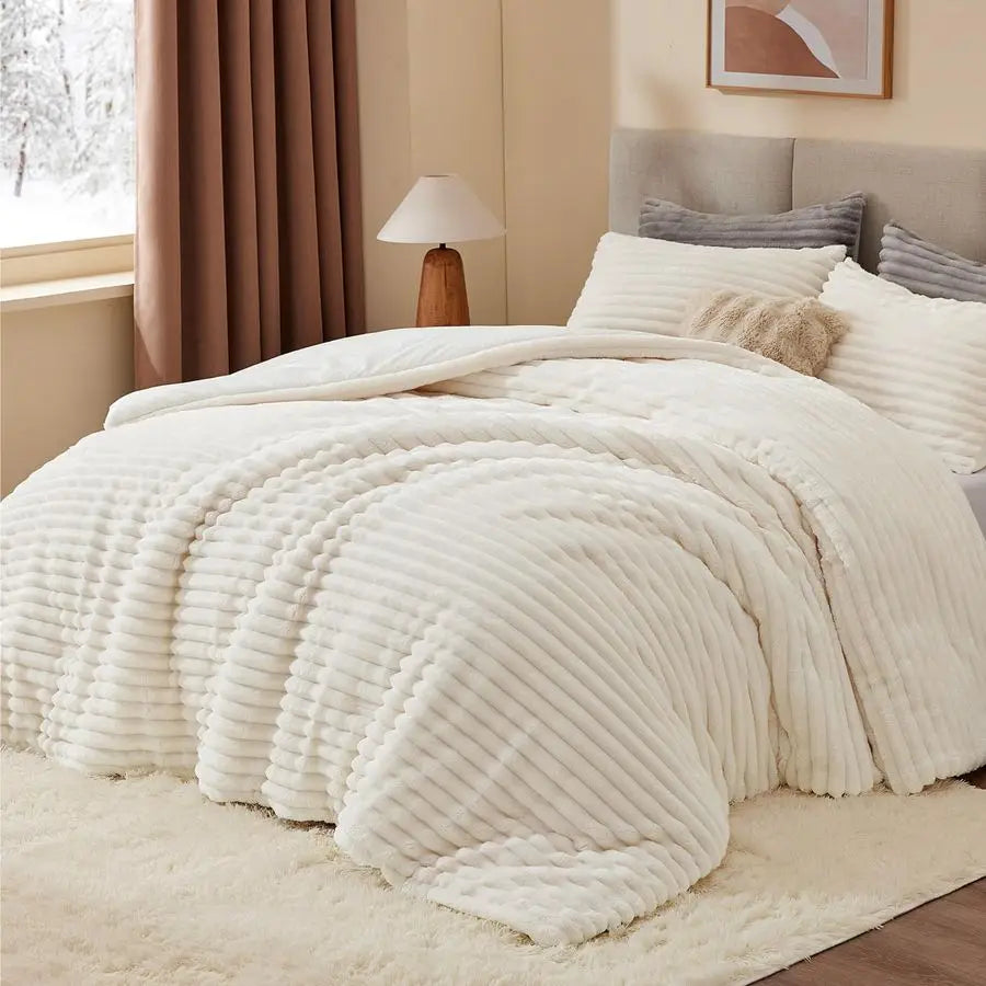Fleece Comforter Set Warm Plush Bedding For Winter