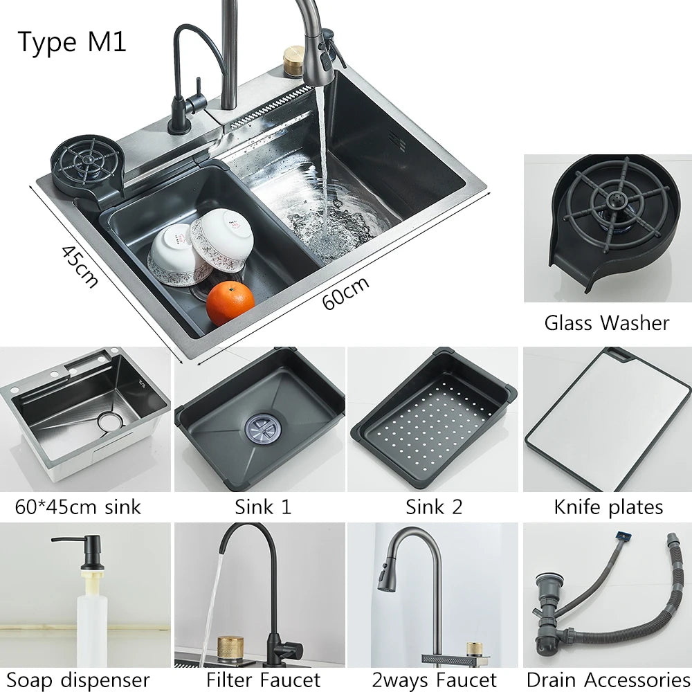 MYQualife Stainless Steel Undermount Kitchen Sink Set With Faucet